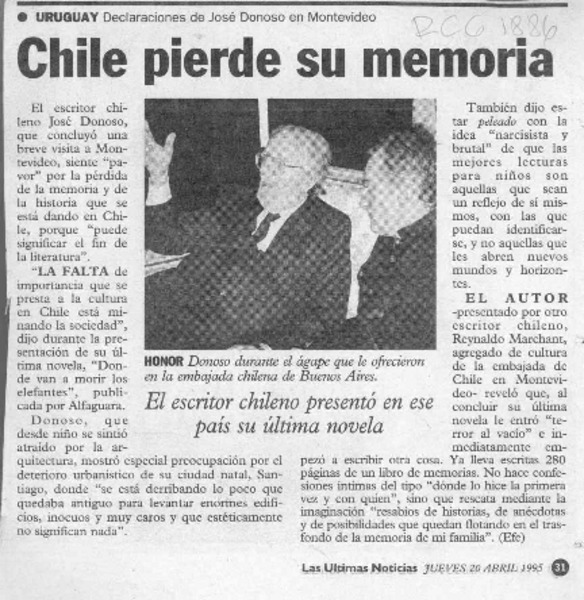 Chile pierde su memoria  [artículo].