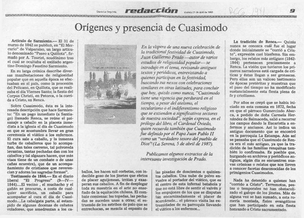 Orígenes y presencia de Cuasimodo  [artículo].