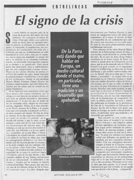El signo de la crisis  [artículo] Gonzalo Contreras.