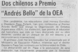 Dos chilenos a Premio "Andrés Bello" de la OEA