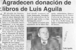 Agradecen donación de libros de Luis Aguila  [artículo].