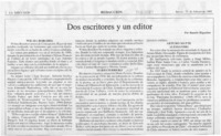 Dos escritores y un editor  [artículo] Ramón Riquelme.