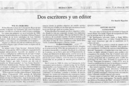 Dos escritores y un editor  [artículo] Ramón Riquelme.