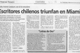 Escritores chilenos triunfan en Miami  [artículo] Cecilia Valenzuela L.