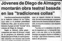 Jóvenes de Diego de Almagro montarán obra teatral basada en las "tradiciones collas"