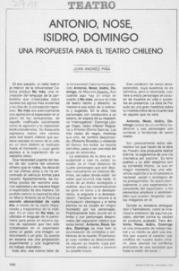 "Antonio, Nosé, Isidro, Domingo" una propuesta para el teatro chileno
