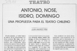 "Antonio, Nosé, Isidro, Domingo" una propuesta para el teatro chileno
