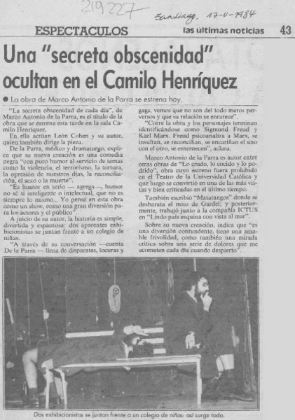 Una "Secreta obscenidad" ocultan en el Camilo Henríquez