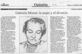 Gabriela Mistral, la mujer y el divorcio  [artículo] Alfonso Calderón.