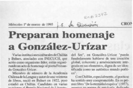Preparan homenaje a González-Urízar  [artículo].