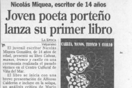 Joven poeta porteño lanza su primer libro  [artículo].