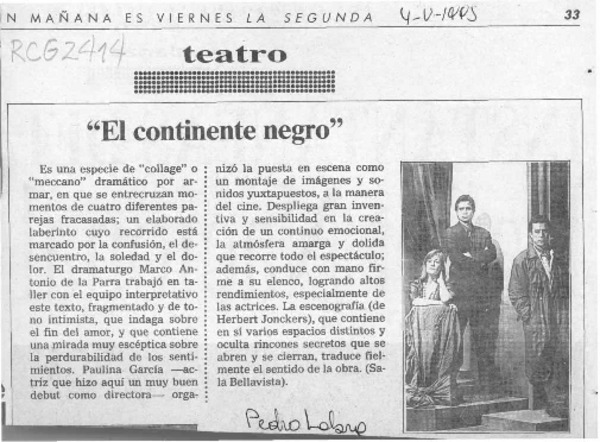 El continente negro"  [artículo] Pedro Labra.