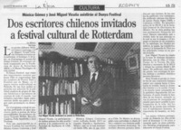 Dos escritores chilenos invitados a festival cultural de Rotterdam  [artículo].
