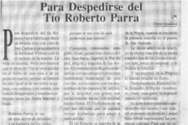 Para despedirse del tío Roberto Parra  [artículo] Oscar Aguilera.