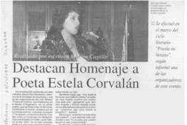 Destacan homenaje a poeta Estela Corvalán  [artículo].
