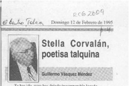 Stella Corvalán, poetisa talquina  [artículo] Guillermo Vásquez Méndez.