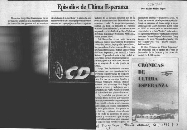 Episodios de Ultima Esperanza  [artículo] Marino Muñoz Lagos.