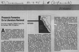 Presencia femenina en la literatura nacional  [artículo] Ernesto Livacic Gazzano.