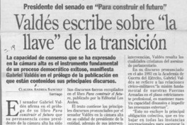 Valdés escribe sobre "la llave" de la transición  [artículo] Claudia Andrea Sánchez.