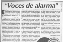 "Voces de alarma"  [artículo] Gregorio Cádiz.