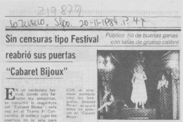 Sin censuras tipo festival reabrió sus puertas "Cabaret Bijoux"