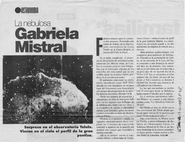 La nebulosa Gabriela Mistral  [artículo].
