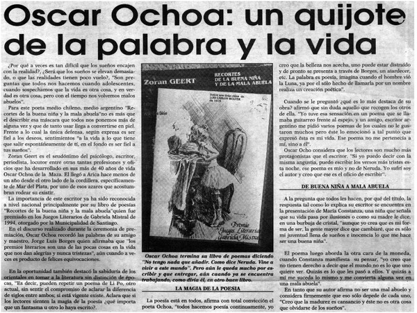Oscar Ochoa, un quijote de la palabra y la vida