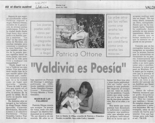 "Valdivia es poesía"  [artículo] M. Z. R.