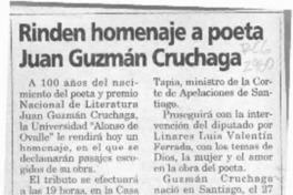 Rinden homenaje a poeta Juan Guzmán Cruchaga  [artículo].