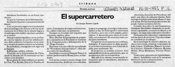 El supercarretero  [artículo] Enrique Ramírez Capello.