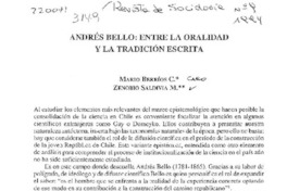 Andrés Bello, entre la oralidad y la tradición escrita  [artículo] Mario Berrios C. [y] Zenobio Saldivia M.