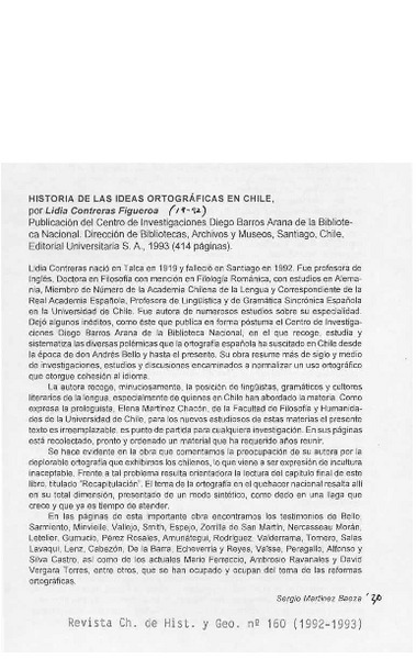 Historia de las ideas ortográficas en Chile  [artículo] Sergio Martínez Baeza.