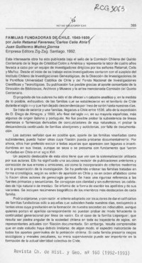 Familias fundadoras de Chile  [artículo] Sergio Martínez Baeza.