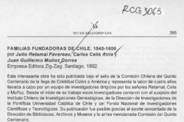 Familias fundadoras de Chile  [artículo] Sergio Martínez Baeza.