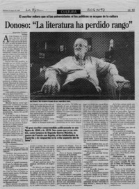 Donoso, "La literatura ha perdido rango"  [artículo] Alejandra Gajardo.