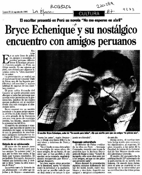 Bryce Echenique y su nostálgico encuentro con amigos peruanos  [artículo].