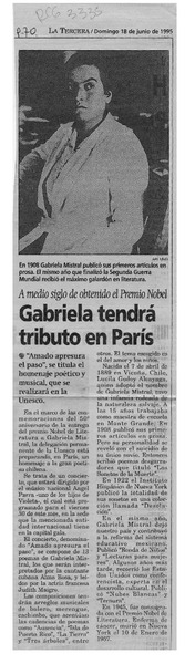 Gabriela tendrá tributo en París  [artículo].