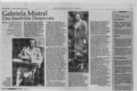 Gabriela Mistral una insufrible demócrata  [artículo] Jorge Cornejo Polar.