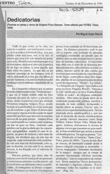Dedicatorias  [artículo] Miguel Angel Díaz A.