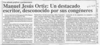 Manuel Jesús Ortiz, un destacado escritor, desconocido por sus congéneres  [artículo] Carlos R. Ibacache.