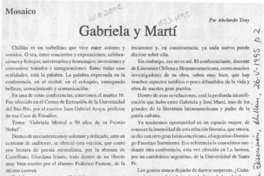Gabriela y Martí  [artículo] Abelardo Troy.