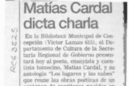 Matías Cardal dicta charla  [artículo].