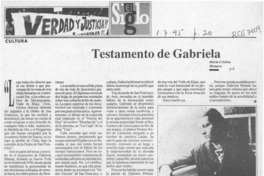 Testamento de Gabriela  [artículo] María Cristina Menares.