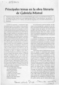 Principales temas en la obra literaria de Gabriela Mistral  [artículo].