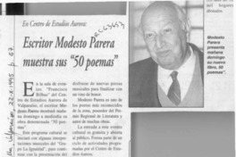 Escritor Modesto Parera muestra sus "50 poemas"  [artículo].