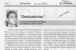 "Dedicatorias"  [artículo] Luis Flores Sierra.