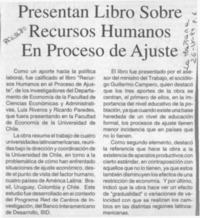 Presentan libro sobre recursos humanos en proceso de ajuste  [artículo].