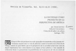 La sociedad como proyecto en la perspectiva de Ortega  [artículo] Fernando Valenzuela Erazo.