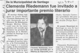 Clemente Riedemann fue invitado a jurar importante premio literario  [artículo].
