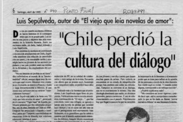 "Chile perdió la cultura del diálogo"  [artículo] Hernán Soto.